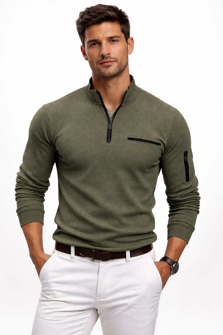 Victor | Elegant Zip-polo med Lange Ermer