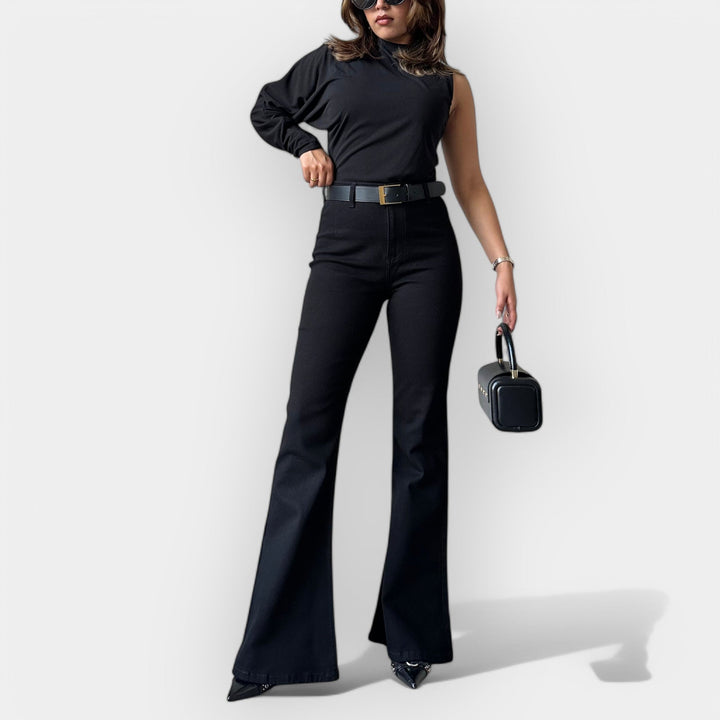 Adéla Eleganta Flare Jeans med Ekstremt Høy Midje
