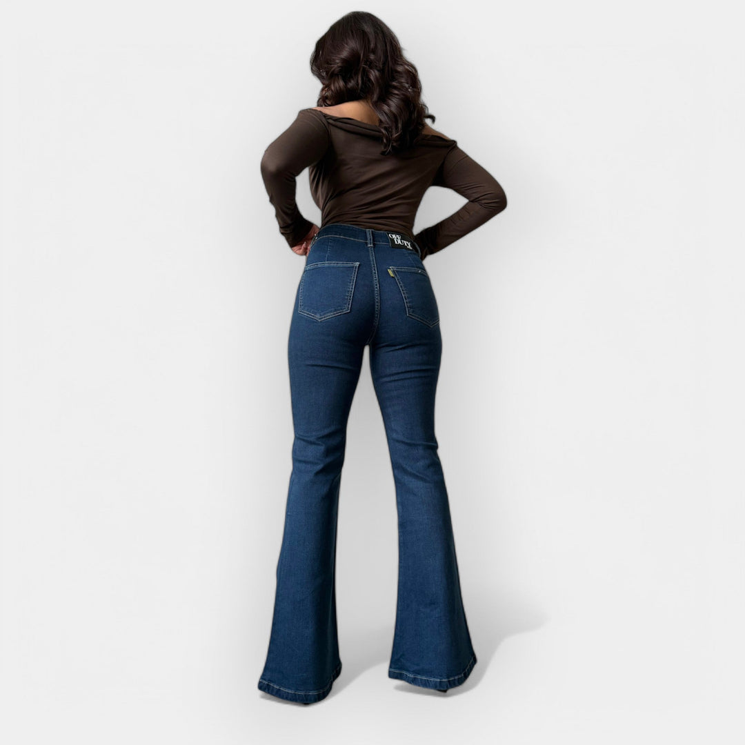 Adéla Eleganta Flare Jeans med Ekstremt Høy Midje