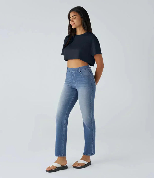 Karolína Elegant Korte Høytlivs Komfortable Elastiske Jeans