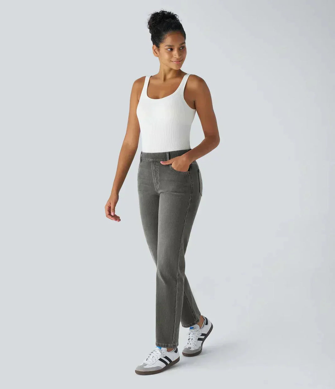 Karolína Elegant Korte Høytlivs Komfortable Elastiske Jeans