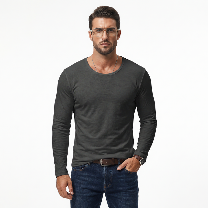 Herre slim fit langermet skjorte med fleksibel komfort